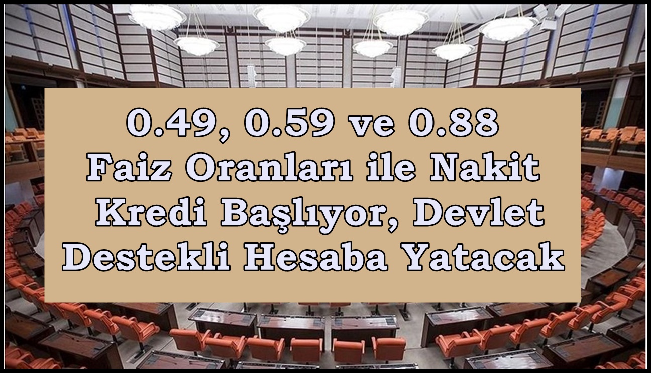 0.49, 0.59 ve 0.88 Faiz Oranları ile Nakit Kredi Başlıyor, Devlet Destekli Hesaba Yatacak