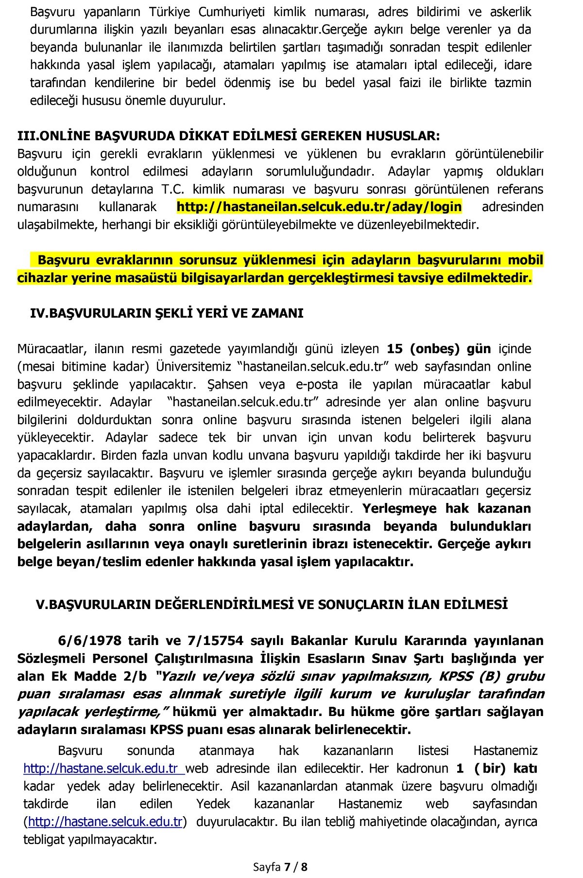 Konya Selçuk Üniversitesi 93 sözleşmeli personel alımı