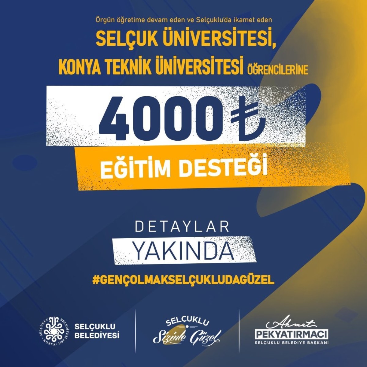 Selçuklu'da ikamet eden öğrencilere belediyeden 4.000 TL destek