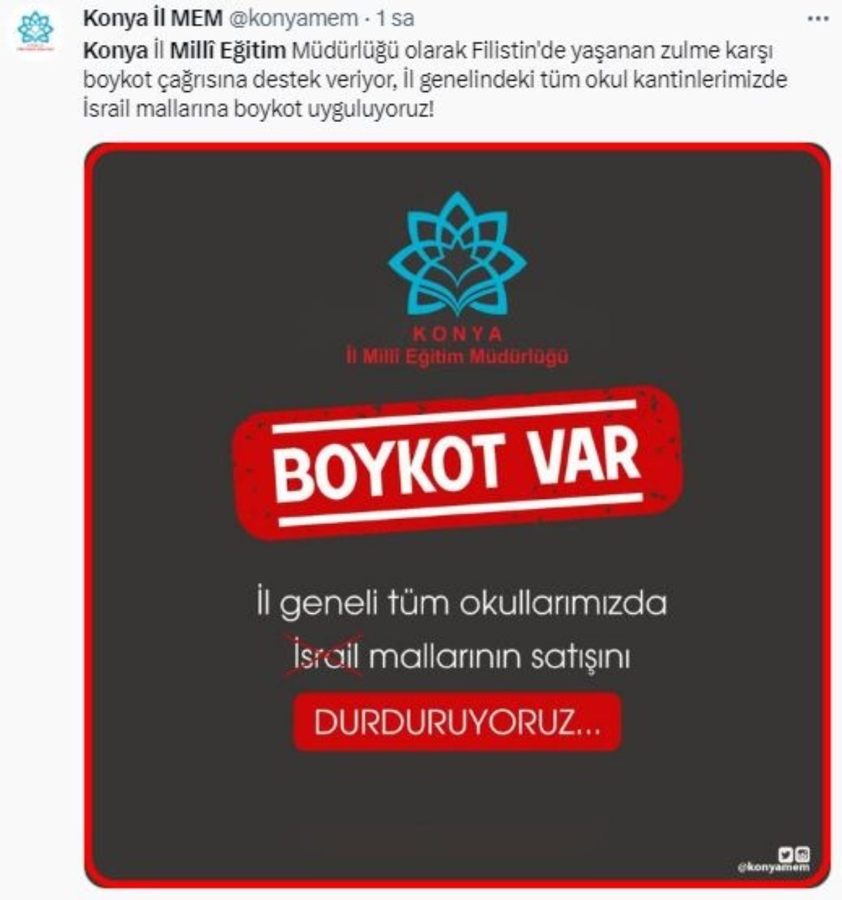 Konya İl Milli Eğitim'den boykot kararı