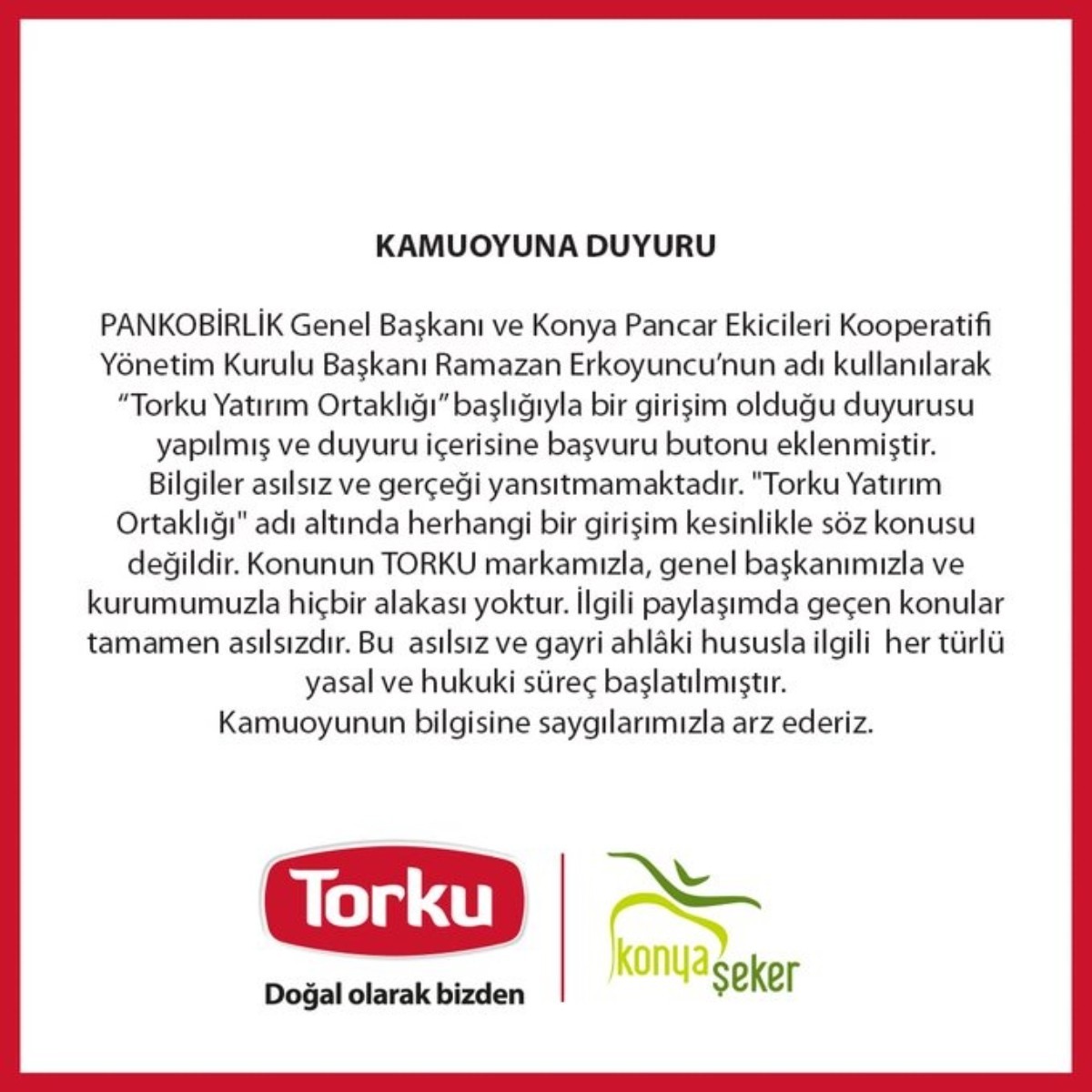 Konya’nın dünyaca ünlü markası TORKU'dan vatandaşlara önemli uyarı