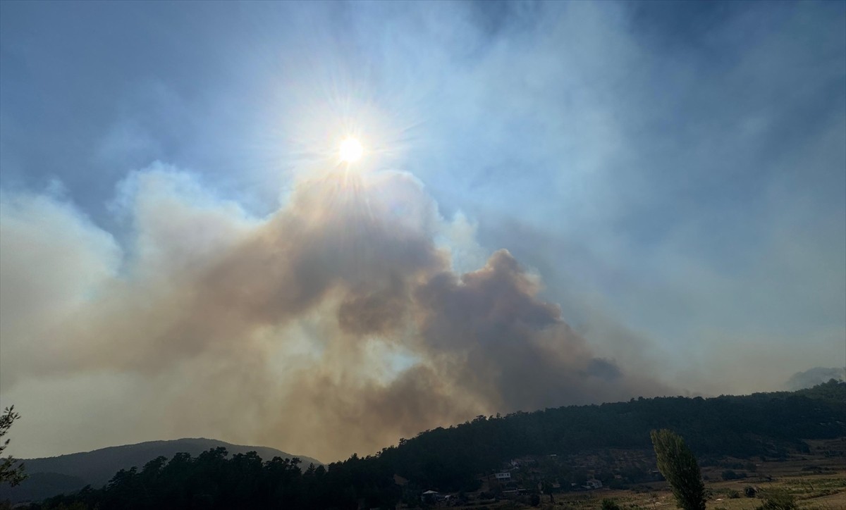 Muğla'nın Menteşe ilçesinde ormanlık alanda çıkan yangına havadan ve karadan müdahale...